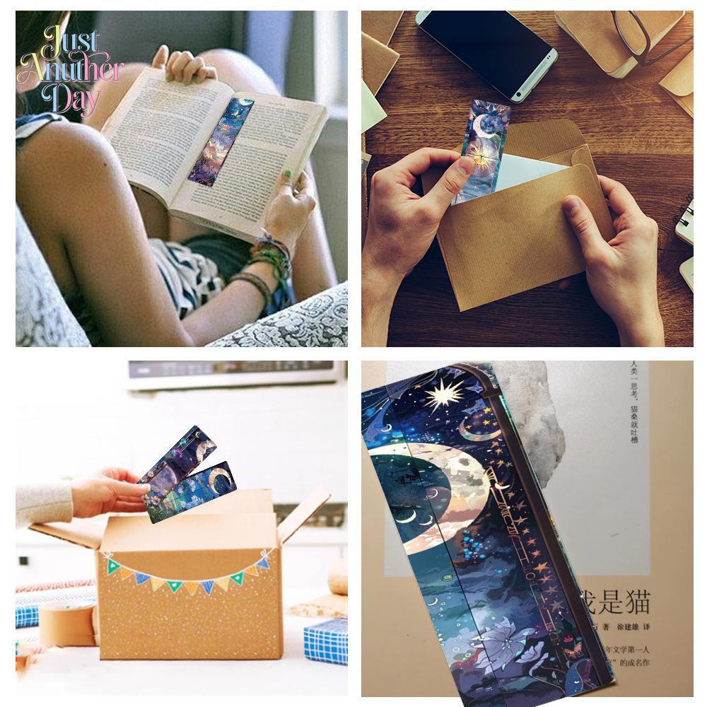 24PCS Stained Glass Style Art Bookmarks, Celestial & Floral Paper Bookmarks for Students, Colorful Decorative Cards for Novels, Textbooks, Reading Markers & Gifts