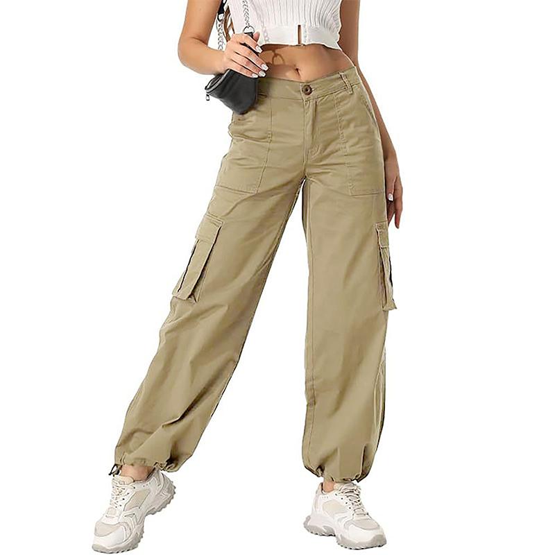 Avamo Stretchy Womens Cargo Pants thick thigh pants work outfits women Wide Leg Sweatpants Baggy High Waisted 6 Pockets Straight Leg Casual Y2K Streetwear Cinched Ankle/ Straight-Leg Capris Pants With Adjustable Trouser Cuffs for Daily Wear