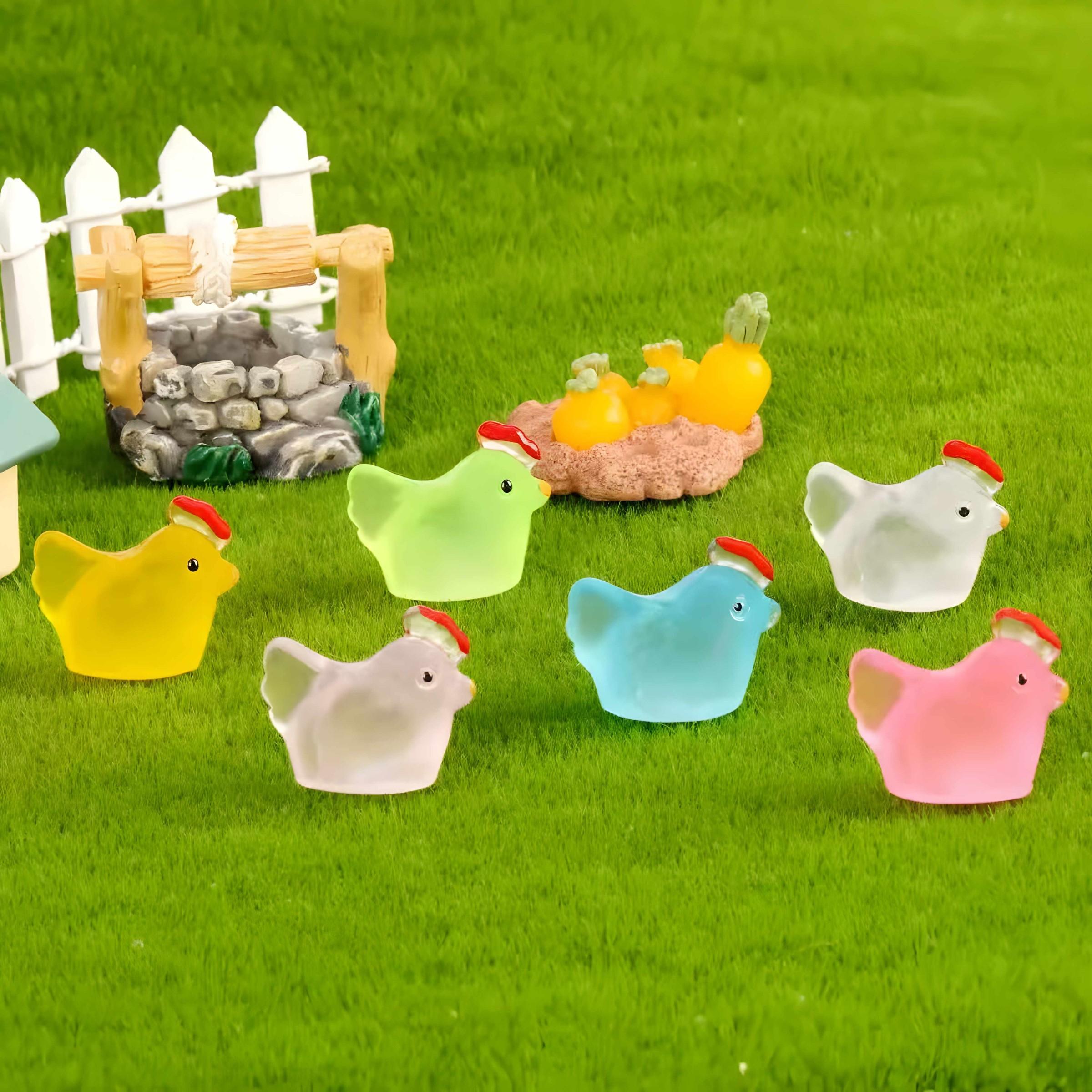 Micro Landscape DIY Craft Kit, Adorable Animal Mini Chicken Night Light Ornament, Garden Moss Scene Decoration Accessory