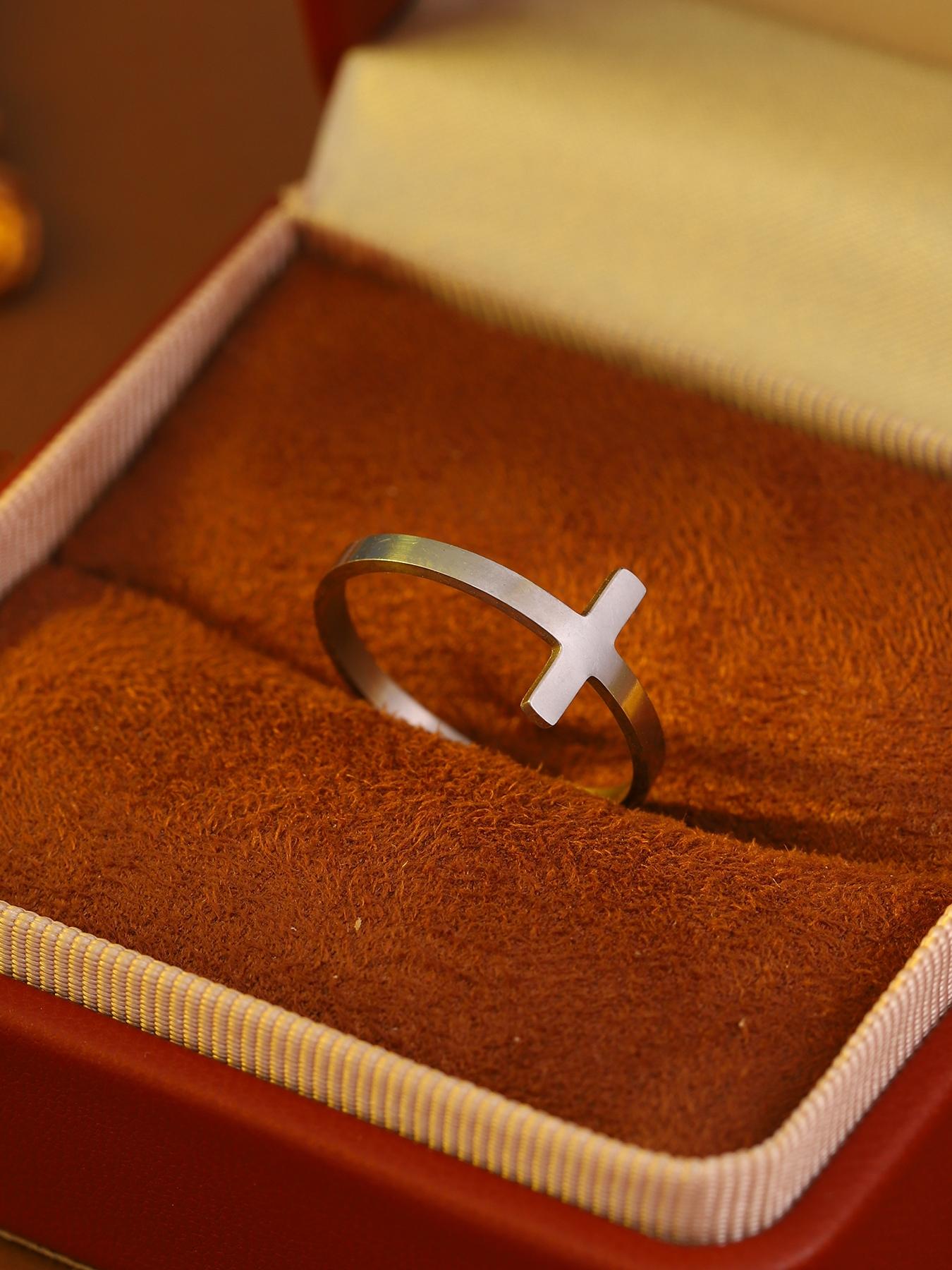 1pc adjustable cross stainless steel open ring, unisex, trendy stackable accessory, perfect for inspiring friends/colleagues, ideal for party jewelry.