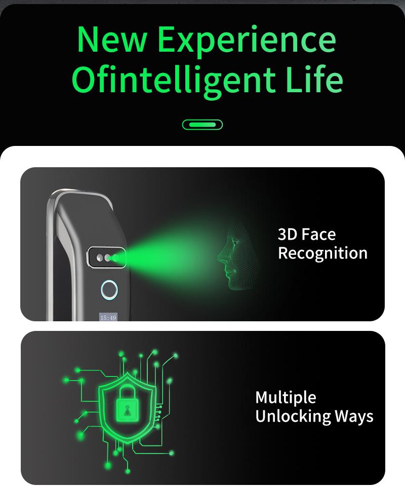 3D Face Recognition Smart LOCK Unlock Digital Door Lock With Camera ...