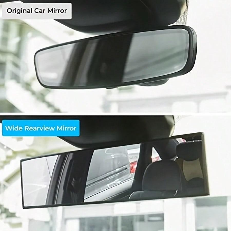 Wide-Angle Rectangular Rearview Mirror – Crystal-Clear Flat Mirror Lens, Universal Mounting, Easy Front-Mount Installation, Durable ABS Material, Enhanced Driving Safety