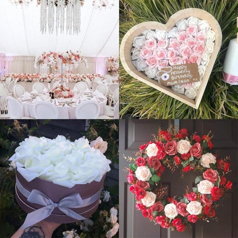 Artificial Rose Flower Heads Real Looking,Stemless Rose Artificial Flower Heads,DIY Real Touch 3D Artificial Foam Rose Head Without Stem for Wedding Party Home Decoration,Fake Roses Flowers Foam Blush Roses for DIY Wedding Centerpieces Party Baby Shower B