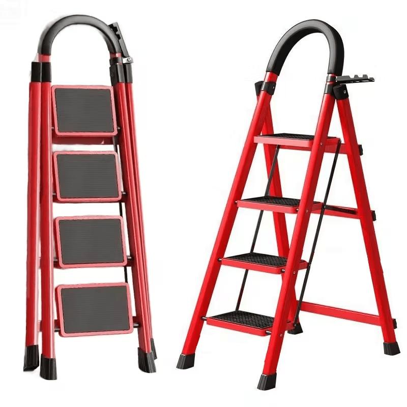 1PCS Heavy-Duty Multi-Step Folding Ladder, 3/4/5 Steps Optional, Durable Plastic Material for Sturdiness, Non-Slip Pedals for Safety, Lightweight & Portable, Multi-Purpose for Home Cleaning/Bulb Replacement & Industrial Warehouse Picking