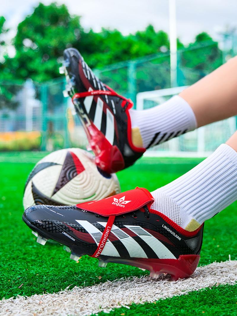 Men Women Lace-Up Soccer Shoes, Football Cleats, Long Stud Adult Sports Boots, Lawn Training Sneakers, Comfortable Durable Design