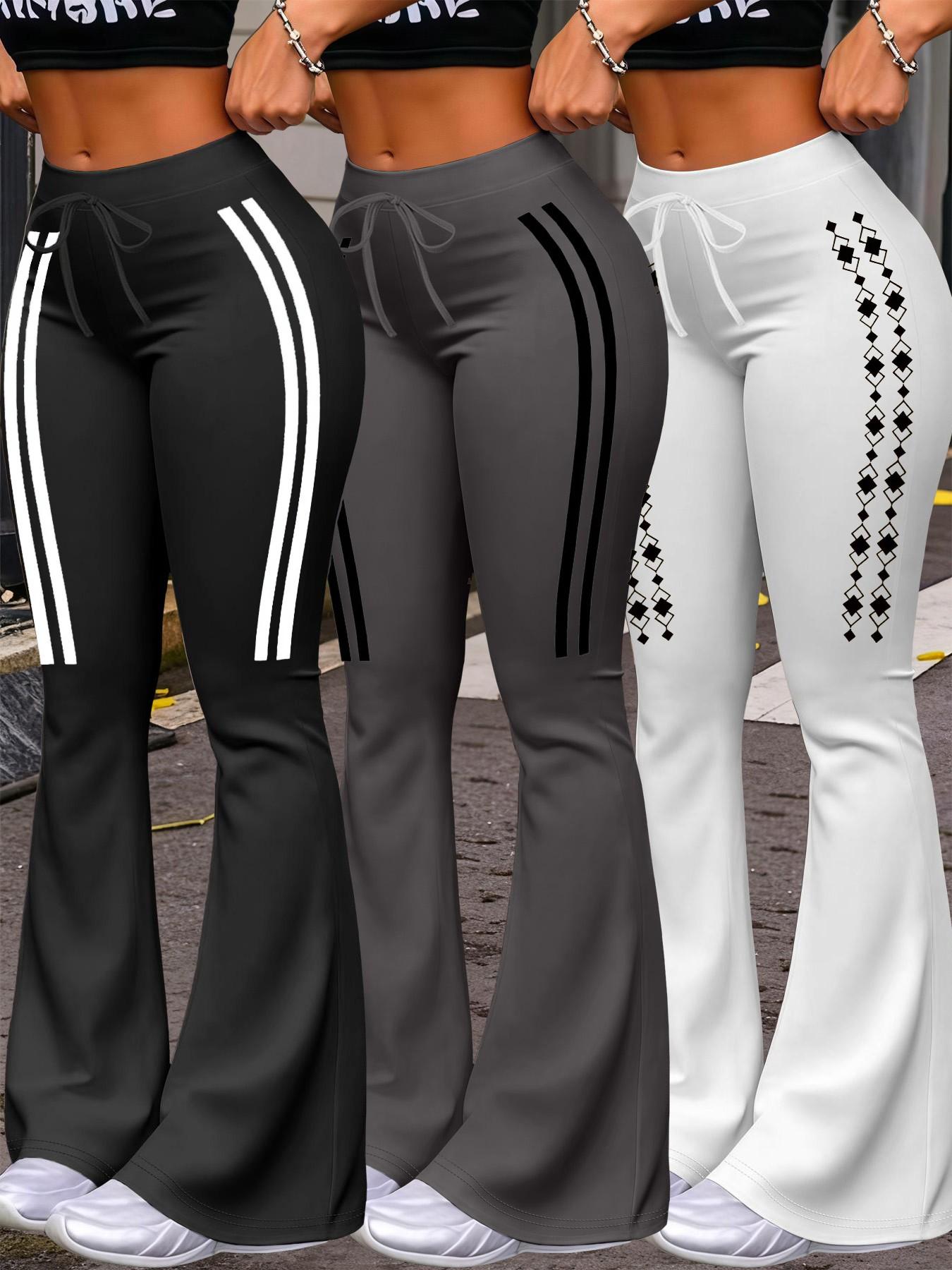 Women's Casual Fashion Long Pants, Unique Print, Fit, Drawstring Waist, Milk Silk Yoga Pants, All-Season Wide Leg Jogger Pants