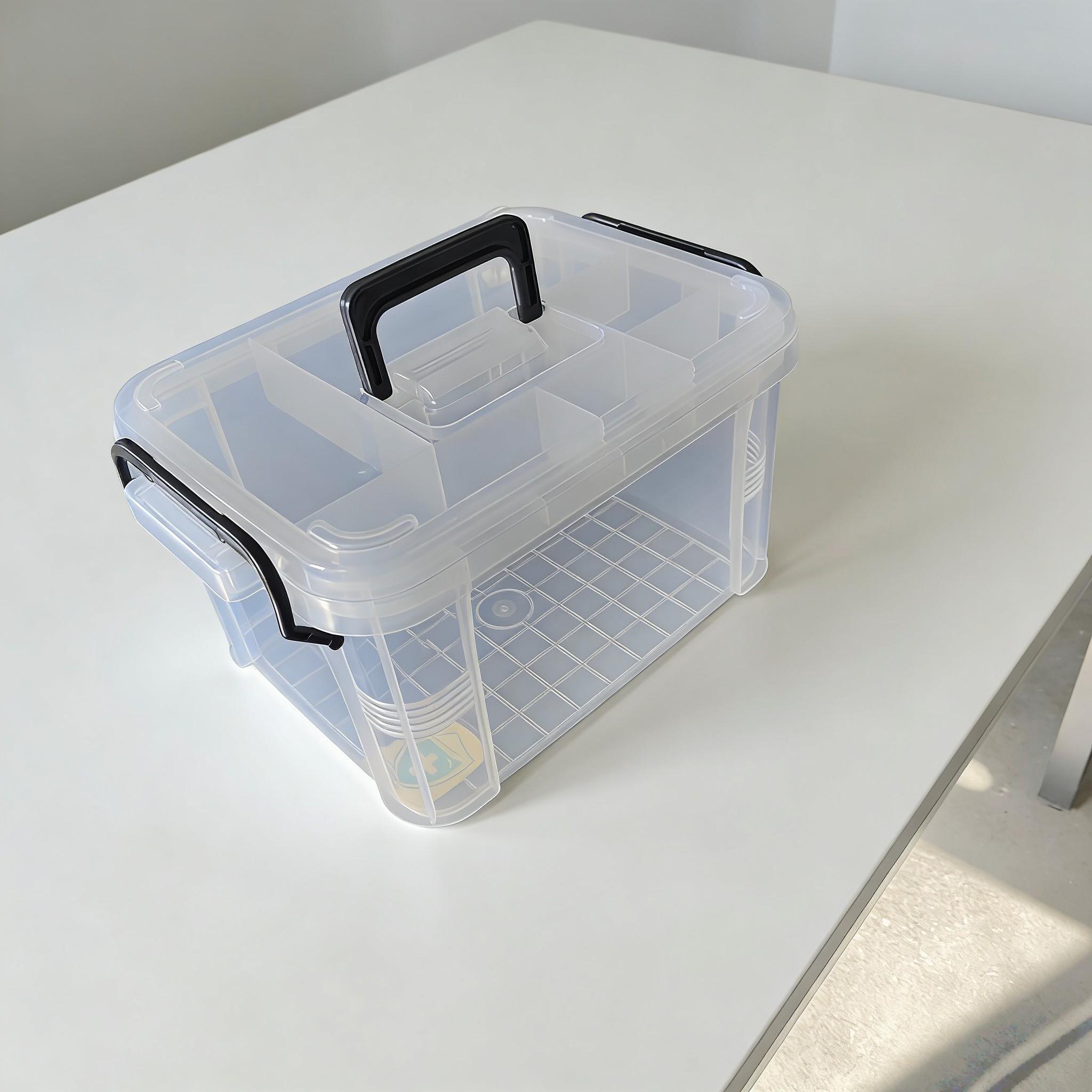 Durable Dual-Layer Medicine Storage Box with Handle, Transparent Waterproof Design, Multiple Compartments for Home & Travel Use