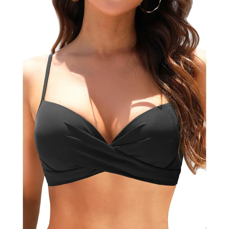 Aqua Eve Women Underwire Bikini Top Only Push Up Swim Top Bra Swimsuit Tops Padded Bathing Suit Top