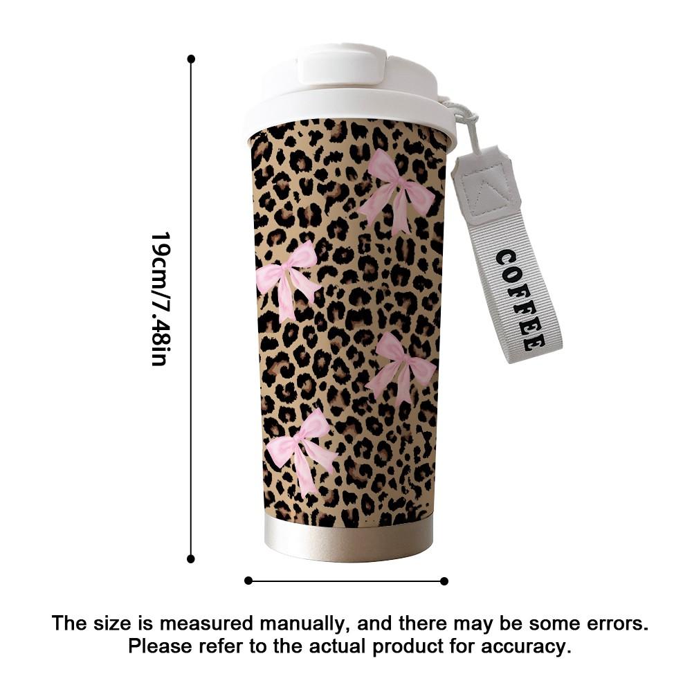 Abstract Leopard Print Coffee Cup, Portable Dual Drink Insulated Tumbler, Heat/cool Keeper, Boho Style, Office, Travel, Sports Essentials