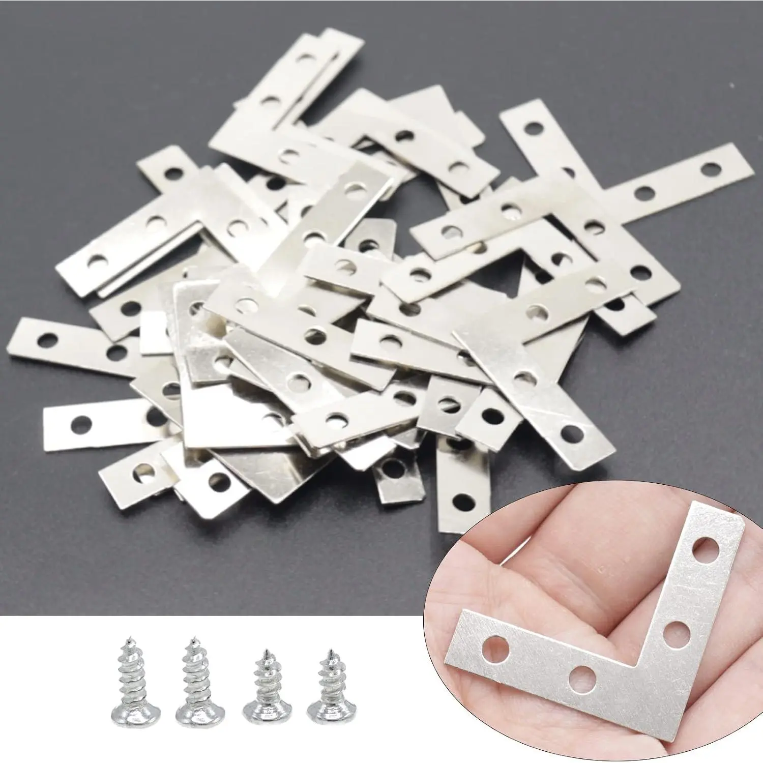 40-Pack L Corner Brackets, 1.5 Inch Iron Decorative Brace, Gold and Silver