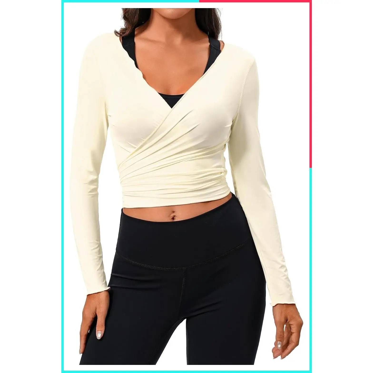 Women's Tie Front Long Sleeve Wrap Top Bolero Shrug Crop Cardigan Yoga Ballet Pilates Cover Up