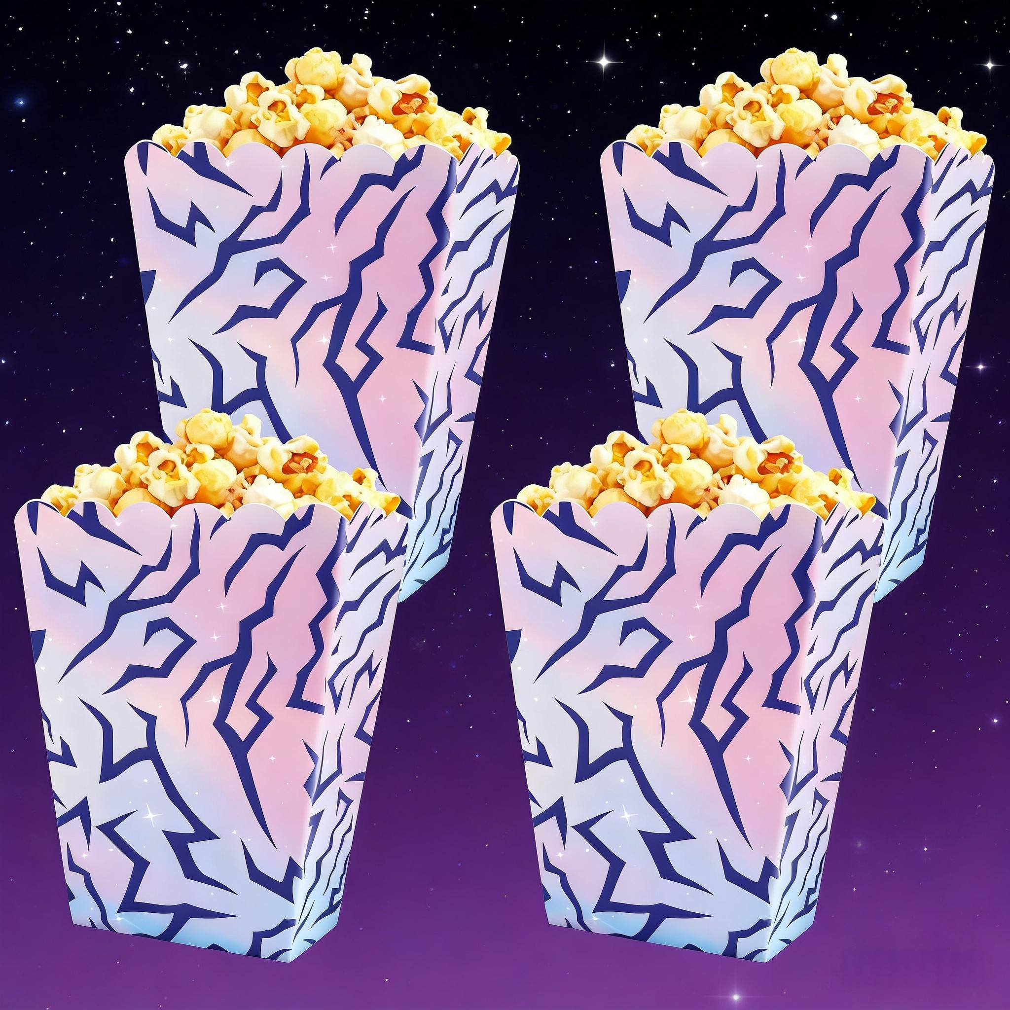 12 Purple Lightning Popcorn Boxes Striped Paper Bags, Party Bags, Candy Boxes, Perfect for Themed Celebrations, Party Decorations | Elegant Party Boxes | Popcorn Boxes