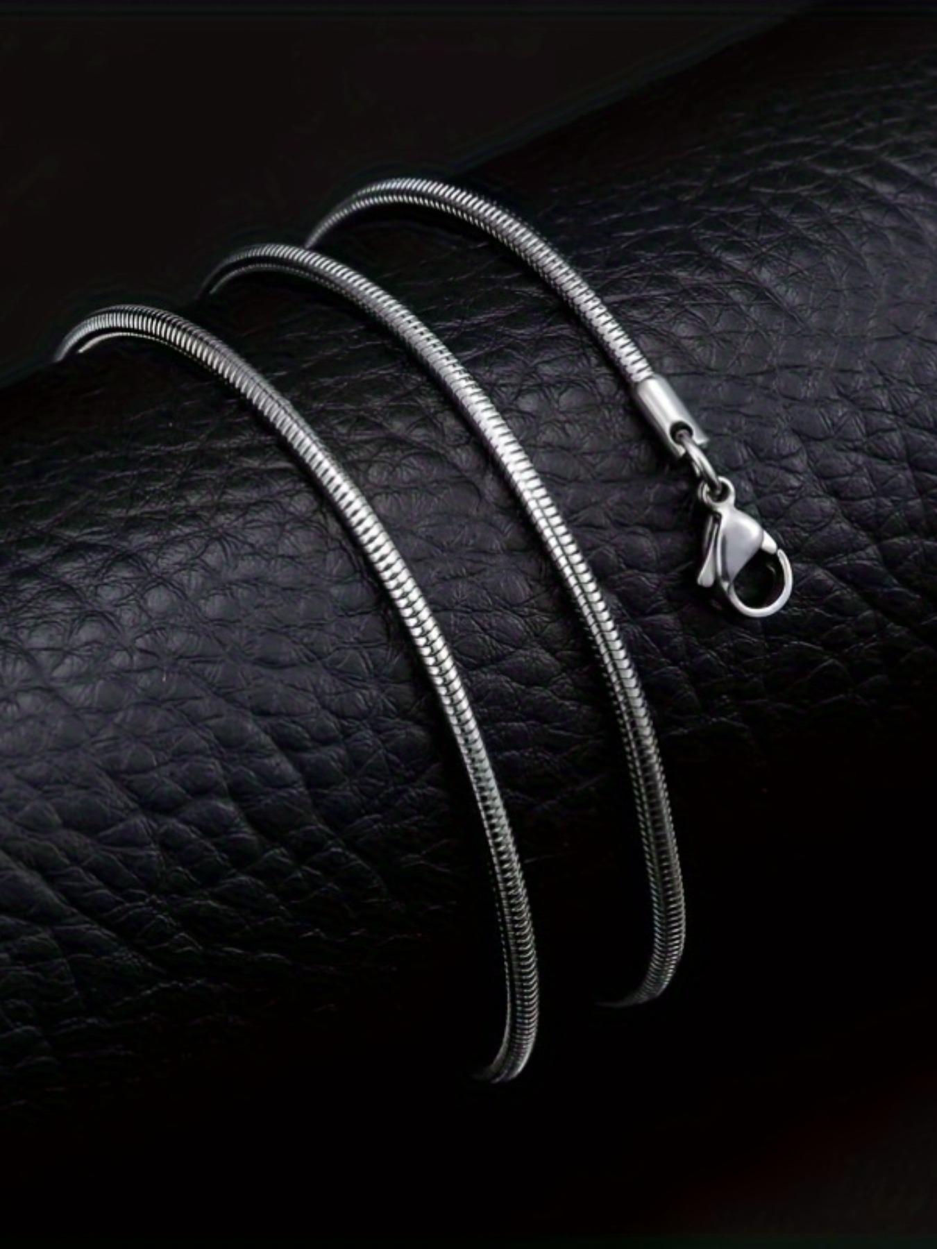 Men's Hip Hop Stainless Steel Round Snake Chain Necklace, Casual Style, All Seasons Wear, No Choking Hazard, Durable Jewelry Gift