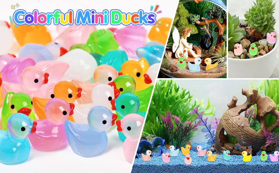 Luminous Mini Resin Animals 100 Pcs Tiny Animals Mini Ducks Tiny Frogs Dinosaurs Small Birds Little Rabbits Glow in The Dark Miniatures Fairy Accessories
