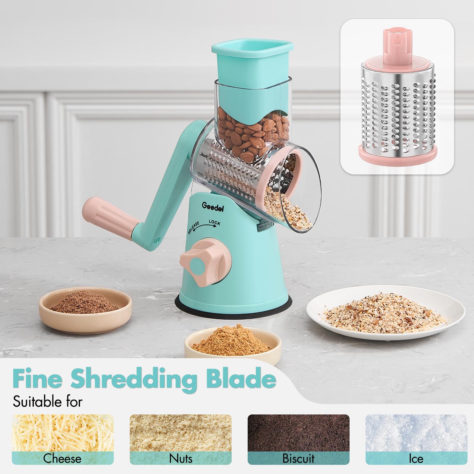 Geedel Rotary Cheese Grater for vegetables, fruits and nuts, Cheese Slicer well-designed blade, multifunctional kitchen utensils