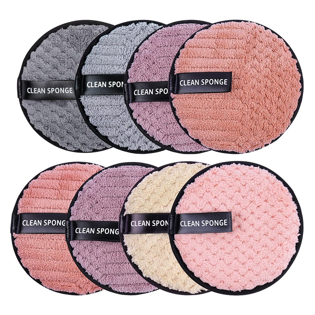 Facial Cleaning Sponges, 8 Counts Double-sided Facial Skin Care Pads, Plaid Facial Cleaning Pads for Daily Use, Face Washing & Makeup Remover Tools for Women