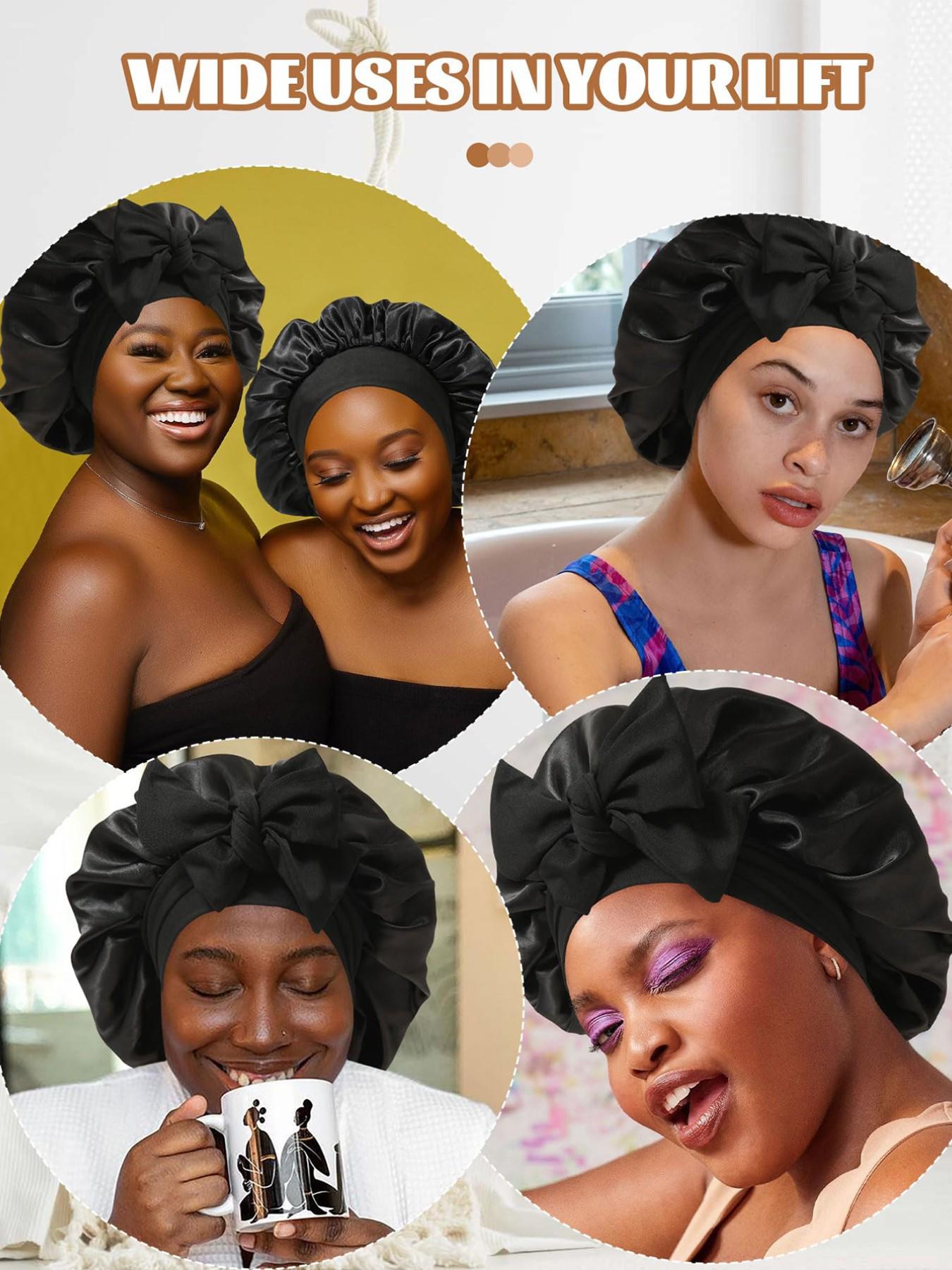 Women's Elastic Satin Sleep Cap, Wide Brim Night Hat, Comfortable Sleeping Accessory, Soft Breathable Hair Care Cap