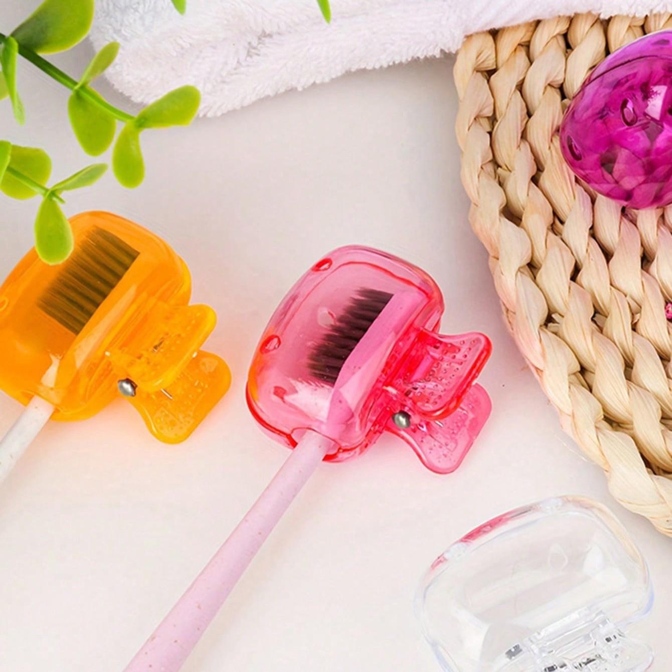 10/4/1 PCS-Portable Toothbrush Holder Set, Transparent Colorful Travel Toothbrush Covers, Plastic Clips for Bathroom, Home, Travel, Camping, School, Business