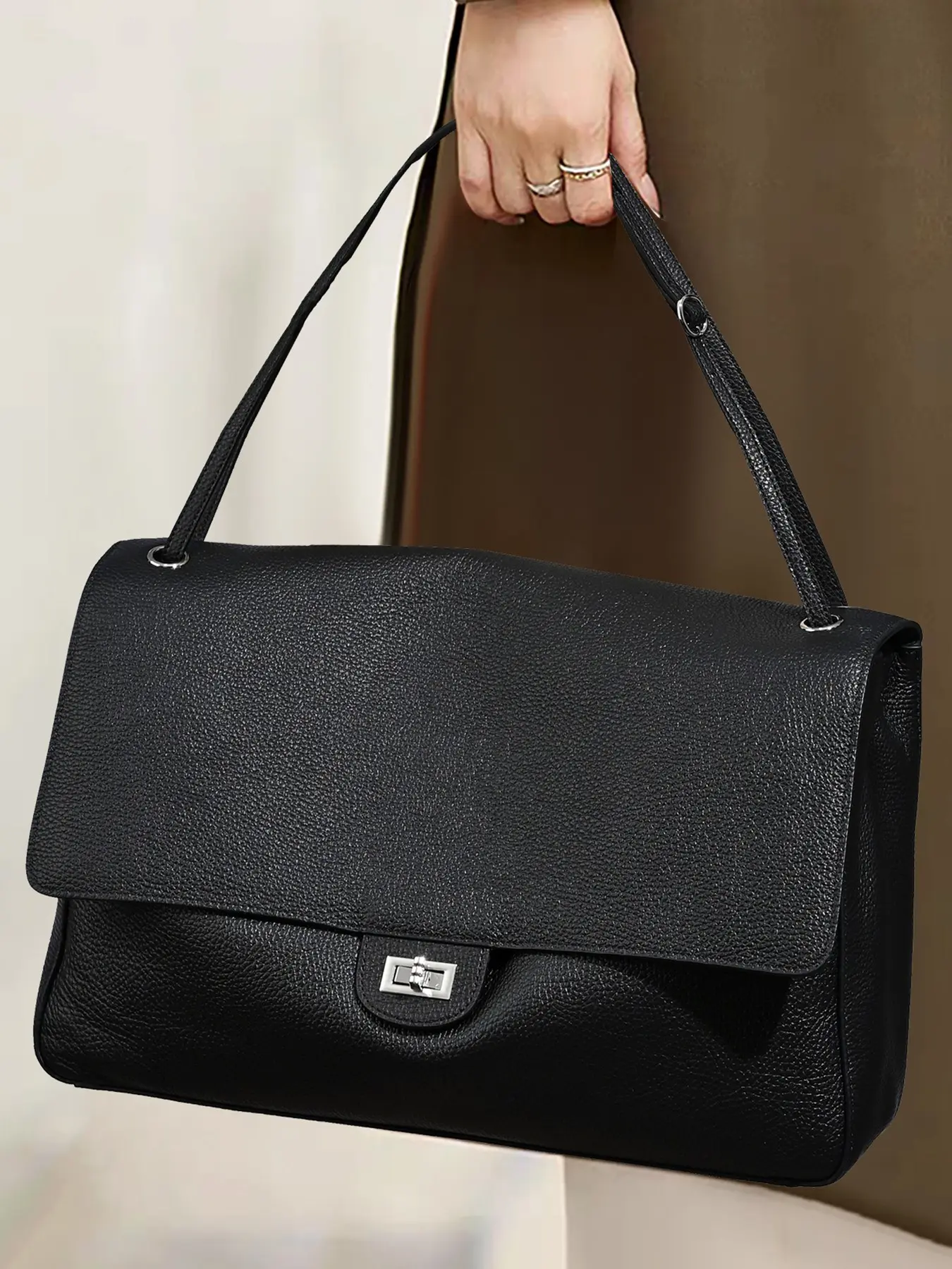 New Women's Fajita Underarm Bag, Large Capacity Commuter Shoulder Crossbody Tote Bag, 40cm, Casual Style, Cowhide Leather, All Seasons