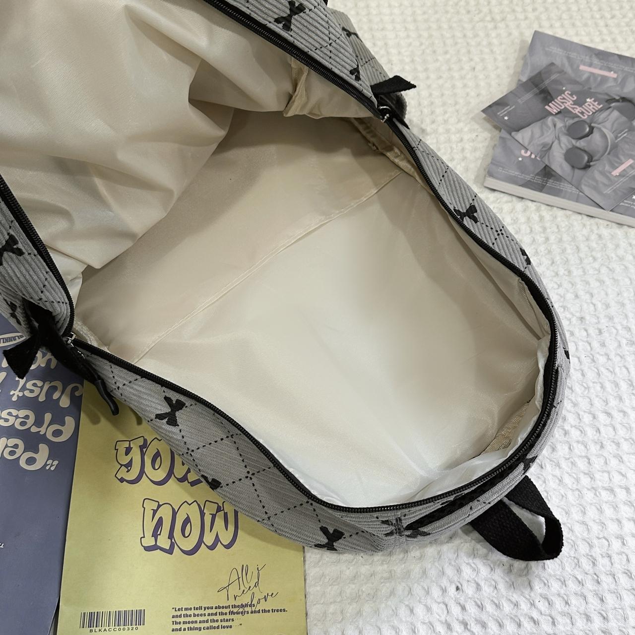 2026 New College Style Cute Bow Corduroy Backpack Shoulder Bag, Versatile Crossbody Small Bag, Multiple Colors Available, Three-Piece Set