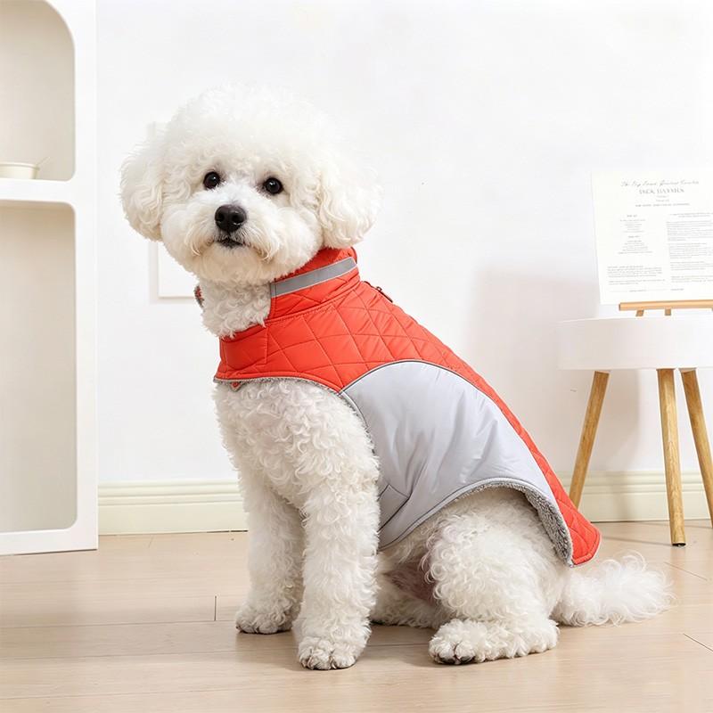 Thick Windproof Pet Jacket for Dogs & Cats, Soft Warm Coating, Reflective Design, D-Ring Harness, Easy-On Magic Tape, Multiple Sizes