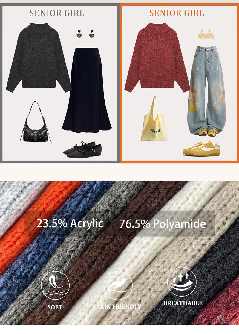 Women's Solid Drop Shoulder Knit Sweater, Casual Long Sleeve Jumper for Fall, Fashion Ladies' Knitwear for Daily Wear