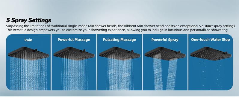 Hibbent Upgraded 5-spray 13'' Shower Head for Easy Reach, High Pressure Rainfall Showerhead Combo with 10-mode Handheld Spray, 12'' Extension Arm, 4-way Diverter, 71'' Hose, Showerhead Holder, Black Hibbent Upgraded 5-spray 13'' Shower Head for Easy Reach, High Pressure Rainfall Showerhead Combo with 10-mode Handheld Spray, 12'' Extension Arm, 4-way Diverter, 71'' Hose, Showerhead Holder, Black
