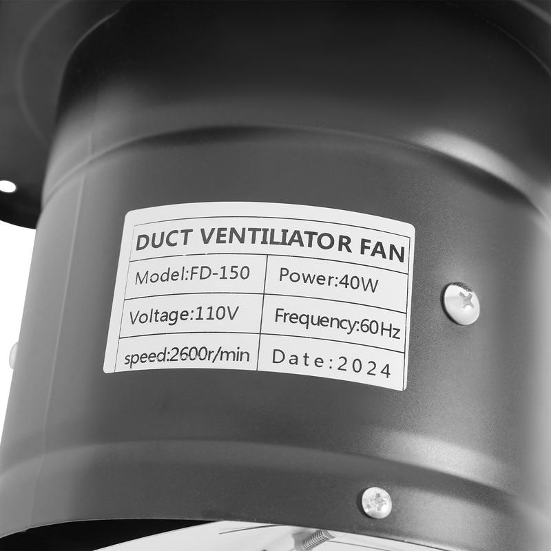 6 Inch Shutter Exhaust Fan 2800RPM 650m³/h Airflow 50dB Quiet Iron Ventilation for Kitchen Bathroom Basement Garage Office Moisture Odor Removal