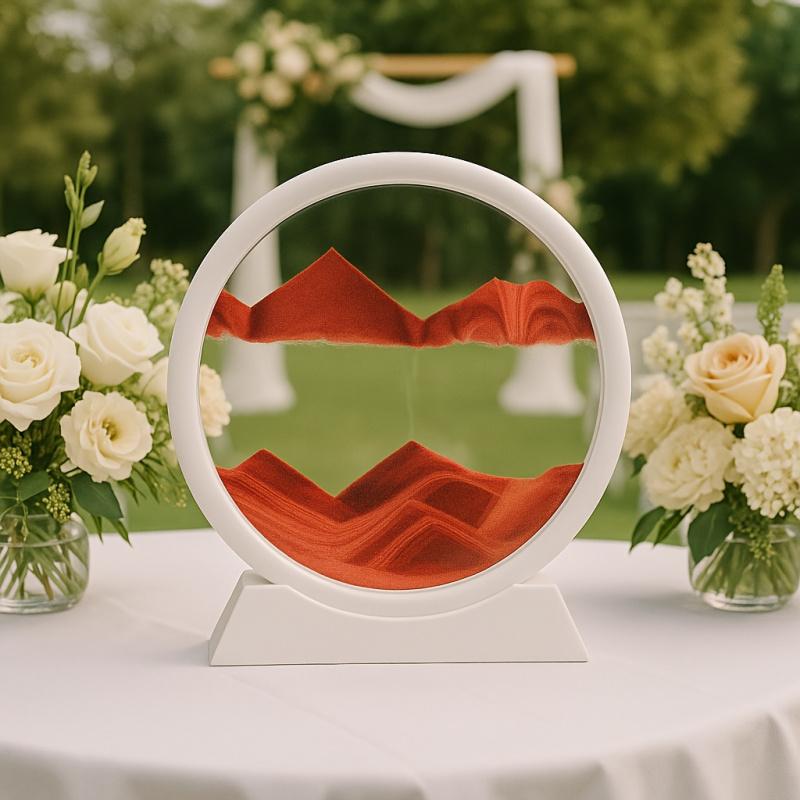 7.4-inch round mobile sand painting - Liquid motion 3D dynamic landscape, in purple, green and red, Bohemian style glass sand painting, suitable for home office desktop decoration, for relaxation and stress relief, unique gift and holiday decoration idea