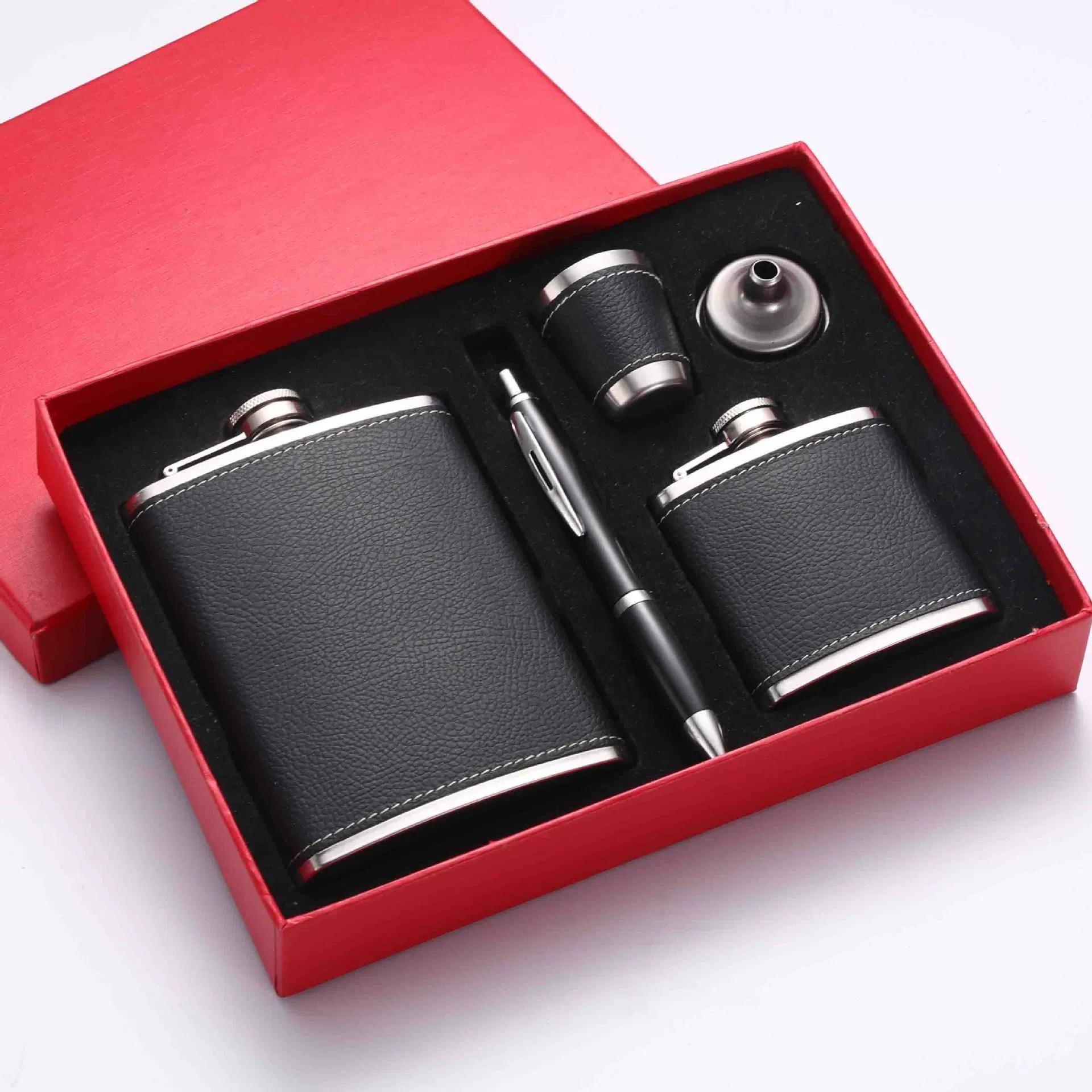 Multi-Style High-End Stainless Steel Flask Set - Portable Leak-Proof Whiskey Rum Vodka Hip Flask with Gift Box, Drinkware, Great Gift for Friends Elders Holidays, Perfect for St. Patrick's Day Easter Valentine's Day Eid Celebrations.