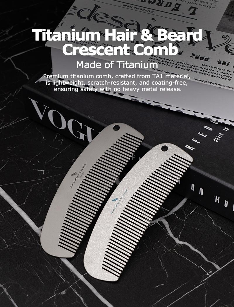 Boundless Voyage Titanium Hair Comb, Ultra-Light Metal Anti-Static Straight Comb for Bangs and Beards, Hair Tool, Hair Styling Tools
