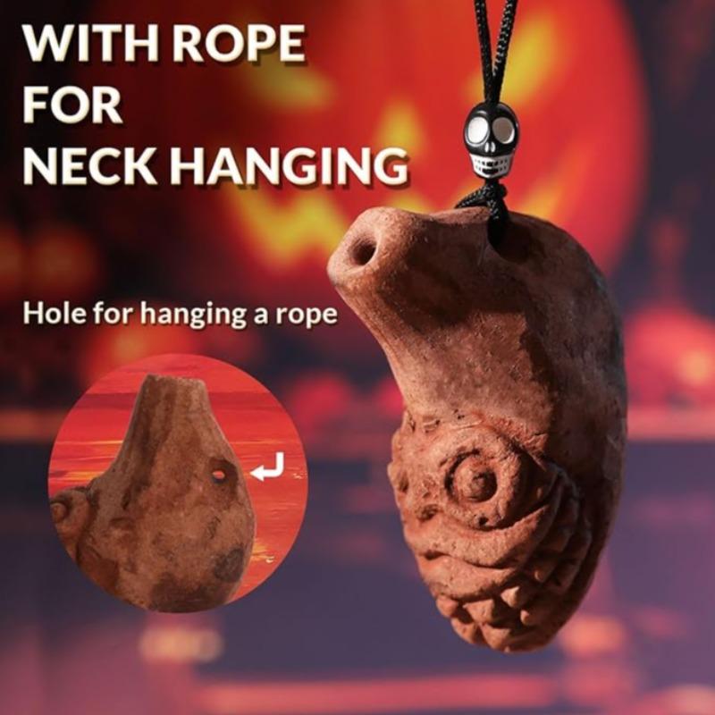 Aztec Death Whistle Loud 125+ Decibel, Realistic Human Scream, Includes Rope and Bag, Portable Outdoor Emergency Survival Party Supplies