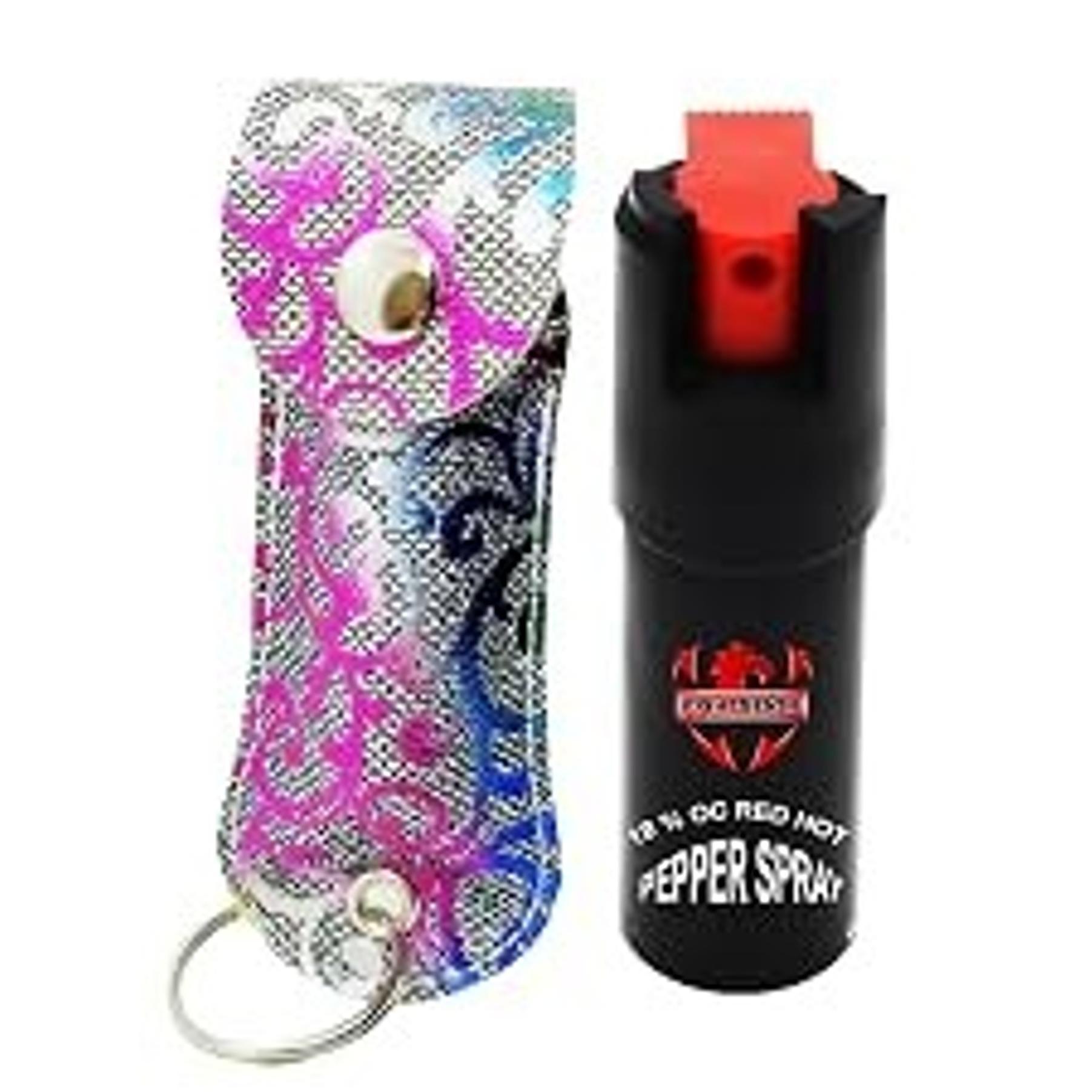 Self Defense Pepper Spray - 1/2 oz Compact Maximum Strength Police Grade Formula with Leather Pouch Keychain for Women