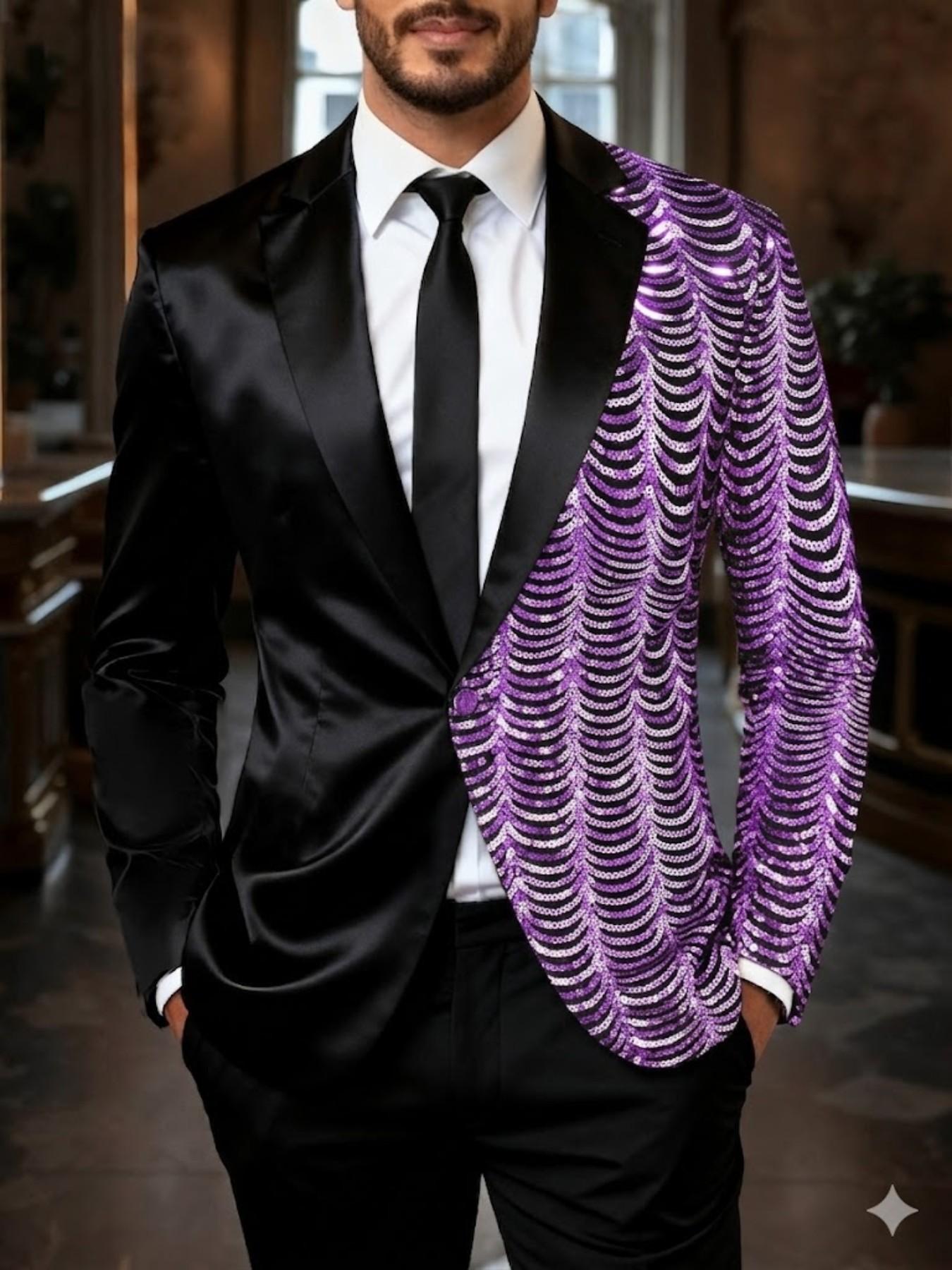 Men's Multicolor Sequin Blazer Jacket, Fashionable and Trendy, Perfect for Stage Performances, Nightclubs, Parties, Events, Formal Wear