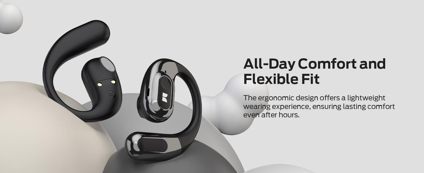 Monster AC330 Open-Ear Wireless Earbuds – Bluetooth 5.4 Headphones with Crystal-Clear Calls, 24H Playtime, Type-C Charging, Stylish Rotating Case with Lanyard, IPX5 Waterproof, Secure Fit for Sports & Daily Use