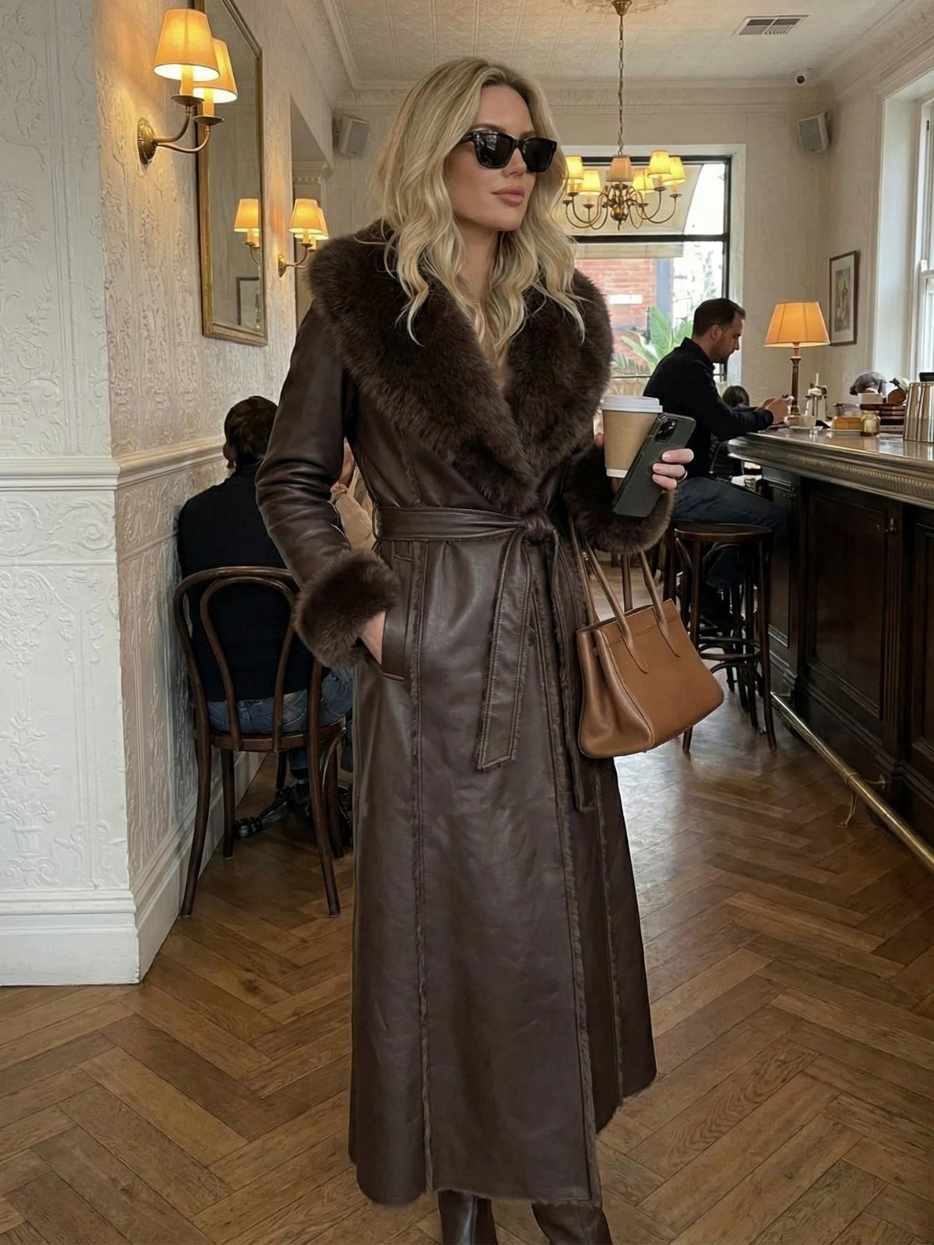 Women's Faux Fur Coat, Winter Fashion Long Sleeve Jacket, Casual Loose Fit Medium-Length Outerwear, Daily Wear Warm Clothing