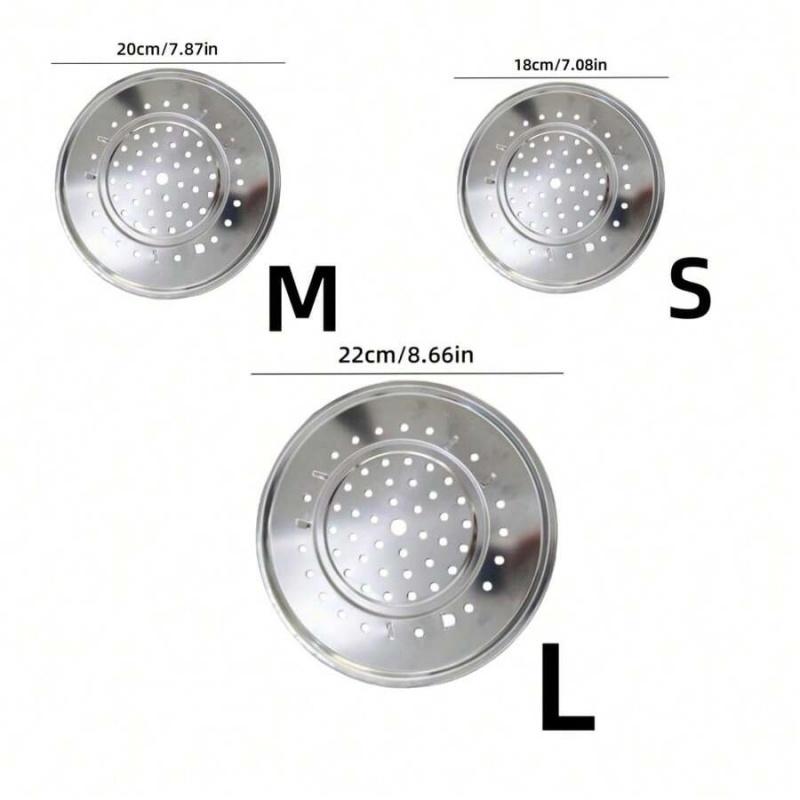 3pcs Multi-Size (18/20/22cm) Stainless Steel Steamer Racks, Universal Fit Perforated Trays with Elevated Legs,  for Steaming Vegetables, Dumplings & Seafood