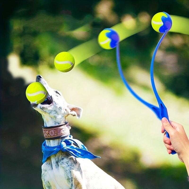 Pet Tennis Ball Thrower, Interactive Dog Training Toy, Durable Plastic Launcher, for Medium Large Dogs, Fun Outdoor Activity