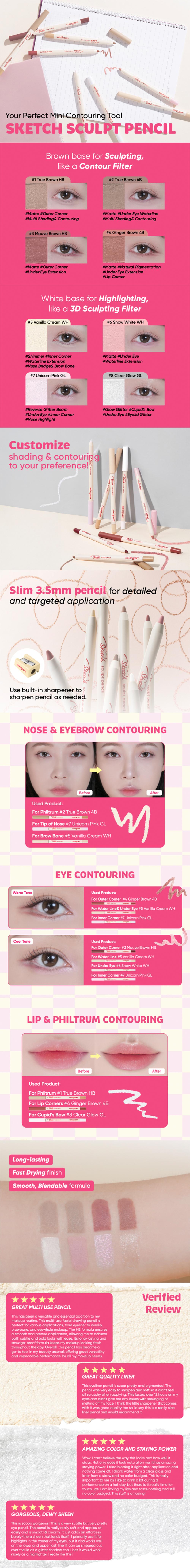 Colorgram Sketch Sculpt Pencil – multi-use precision pencil for full face, eyes, lips & contour