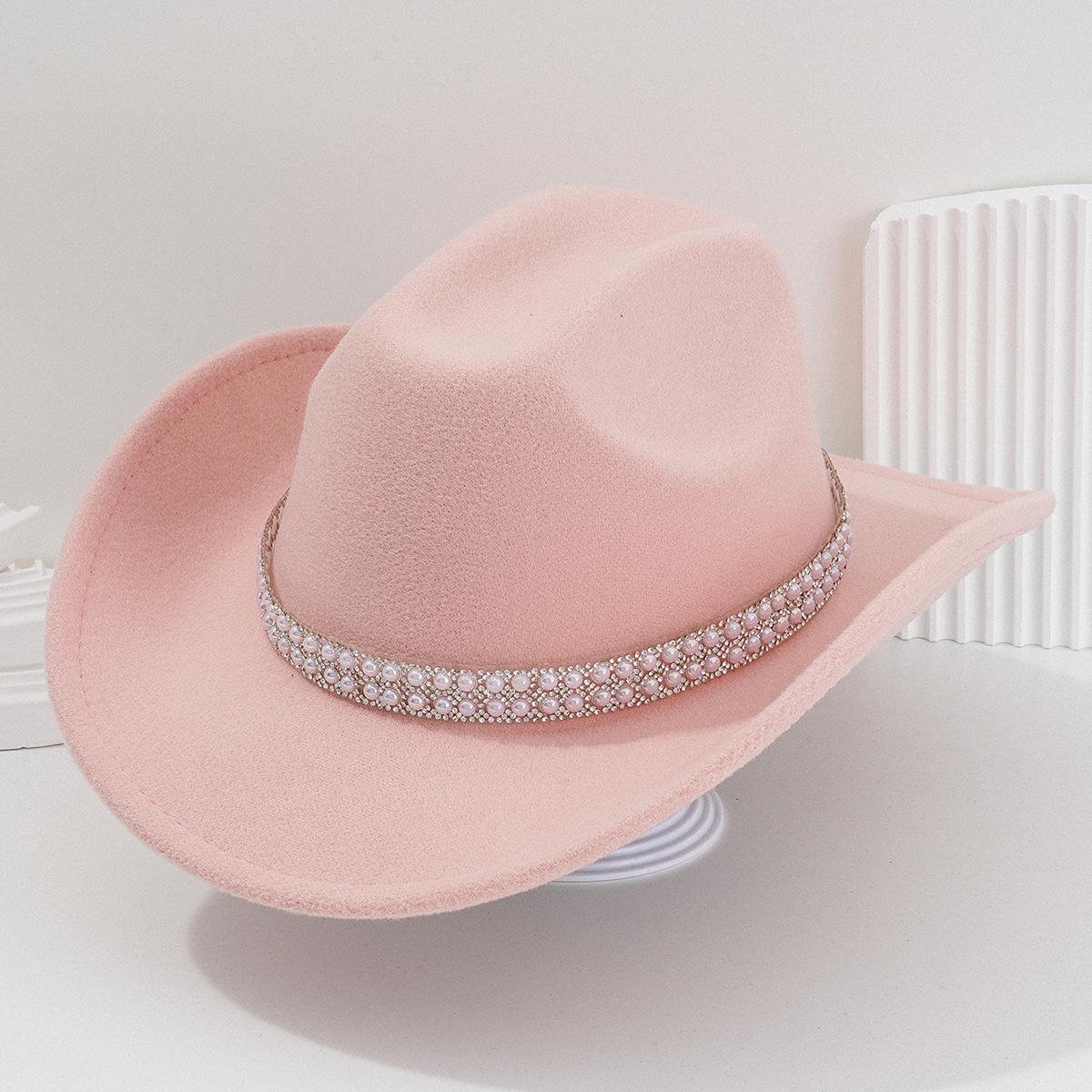 Ladies' gender-neutral western cowboy hat, stylish hat, classic cowboy hat, round pearl with rhinestone gem accessories hat, foreign trade bridal top hatSpeedy Smarts