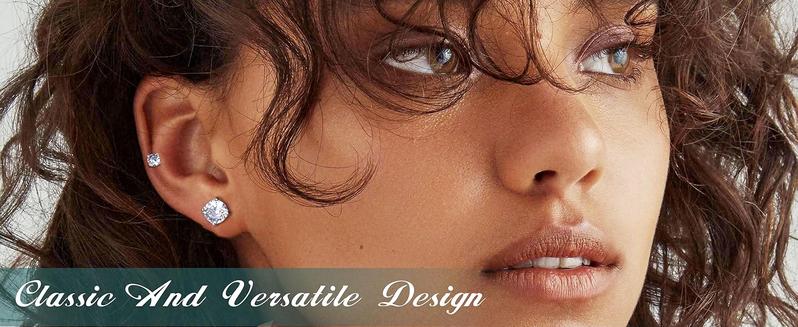 FASACCO 4 Pairs Stainless Steel Magnetic Stud Earrings for Men Women Non-piercing CZ Hypoallergenic 5-8MM