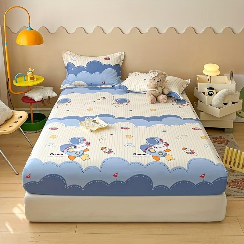3pcs Bed Sheet + Pillowcase Set, Cartoon Design, Active Dye Print, Bedroom Bedding, Bed Linens, Bedding Essentials, Comfortable Home Textiles, Perfect for Daily Use