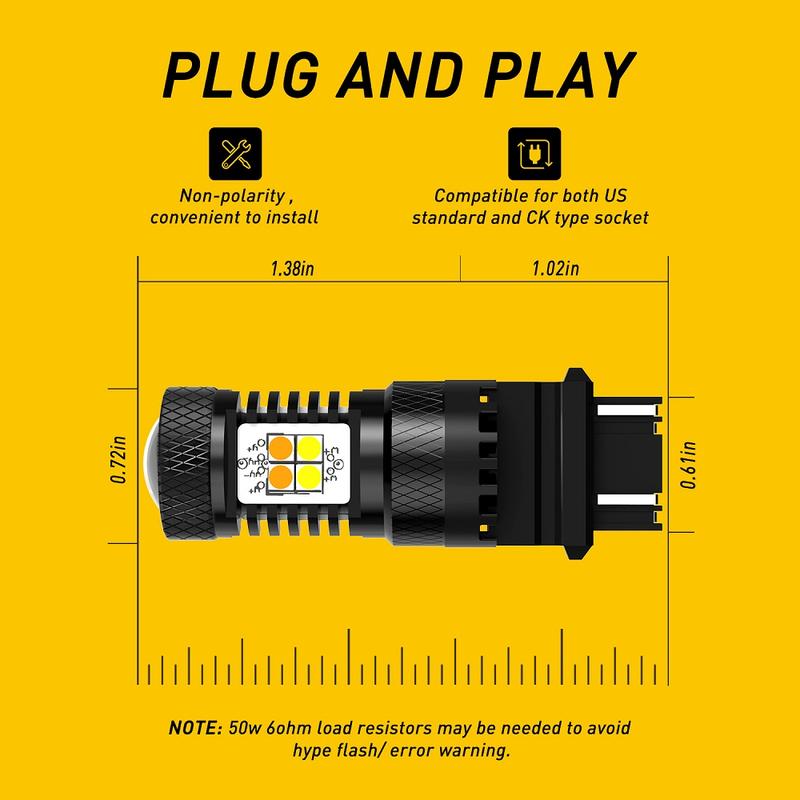 AUXITO White and Amber Dual Color Switchback  7443 7440 3157 3155 3457 4157 1157 2057 LED Bulbs with Projector 3030 Chipsets for Car Turn Signal Lights Parking Lights, (Pack of 2)
