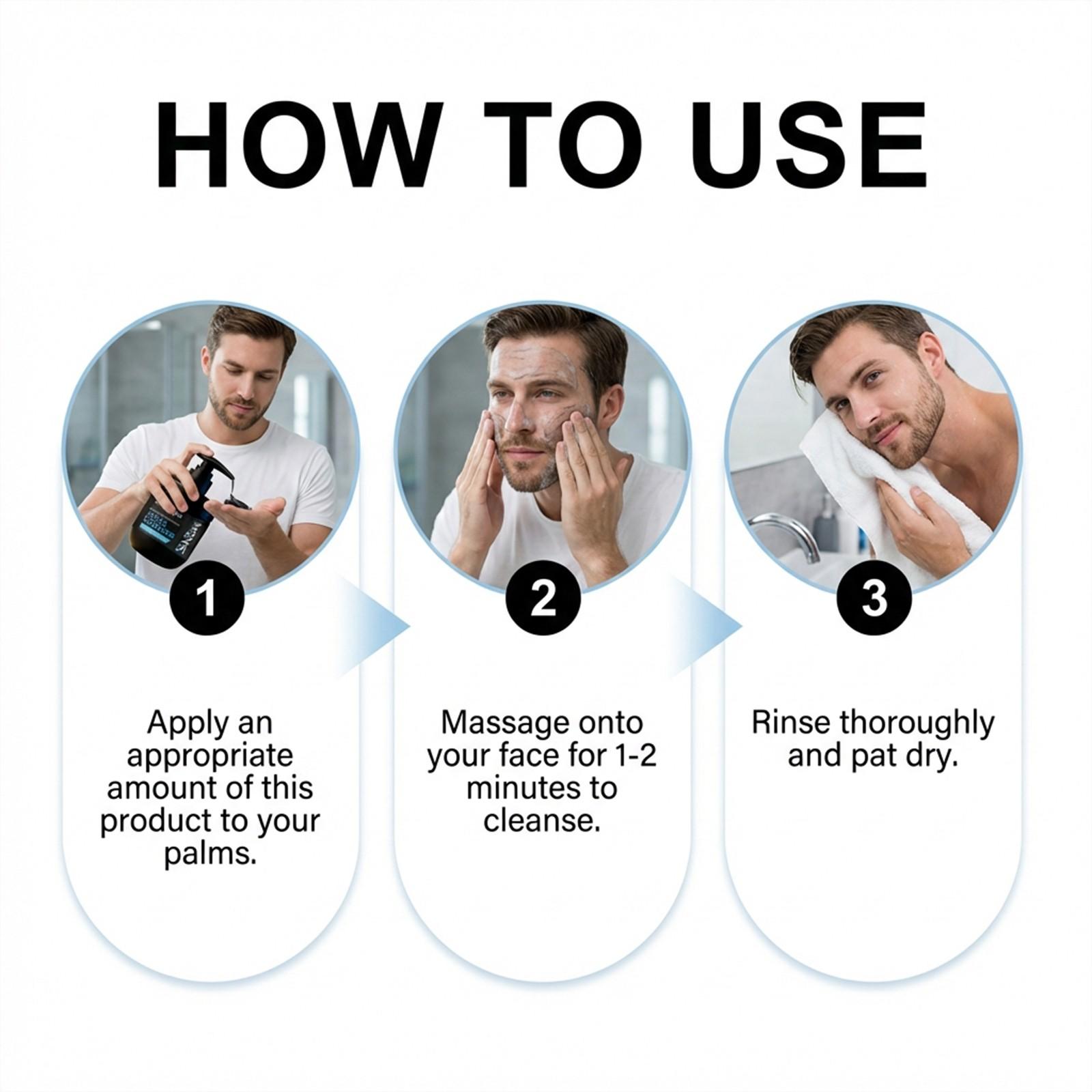 East Moon Men's Refreshing Face Wash, Gentle Cleanser, Hydrating Rich Foam, Non-Drying, Ideal for Daily Use, Soft Skin Care