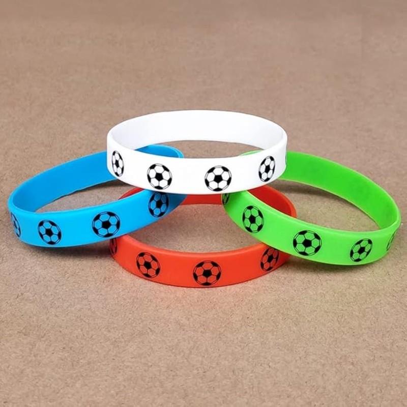 4 Pack Silicone Rubber Wristbands for Soccer Fans, World Cup Theme Sports Bracelet for Men Women, Cheering Accessory for Outdoor Exercise