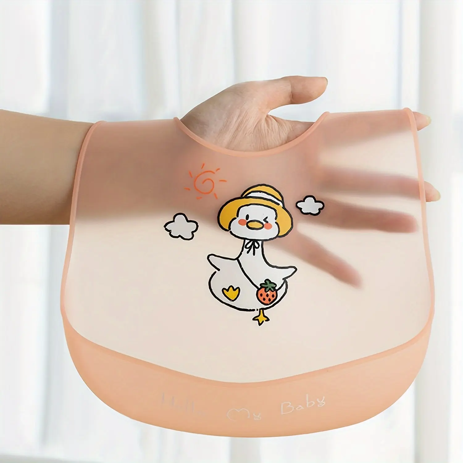 1pc Cute Silicone Baby Bibs/Adjustable Neck Band/Extra Soft And Durable/Silicone Feeding Bibs, Silicone Bibs/Gifts for Kindergarten Preschool Children