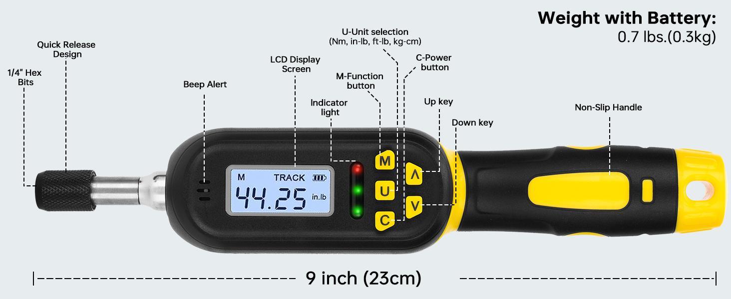 32PCS Digital Torque Screwdriver, 2.66-53.1 in-lbs/0.3-6 Nm, Inch Pound Torque Screwdriver Electrician with Buzzer & LED Indicator, Adjustable Screwdriver Torque Wrench Set with Bits & Sockets wrenches torque wrench