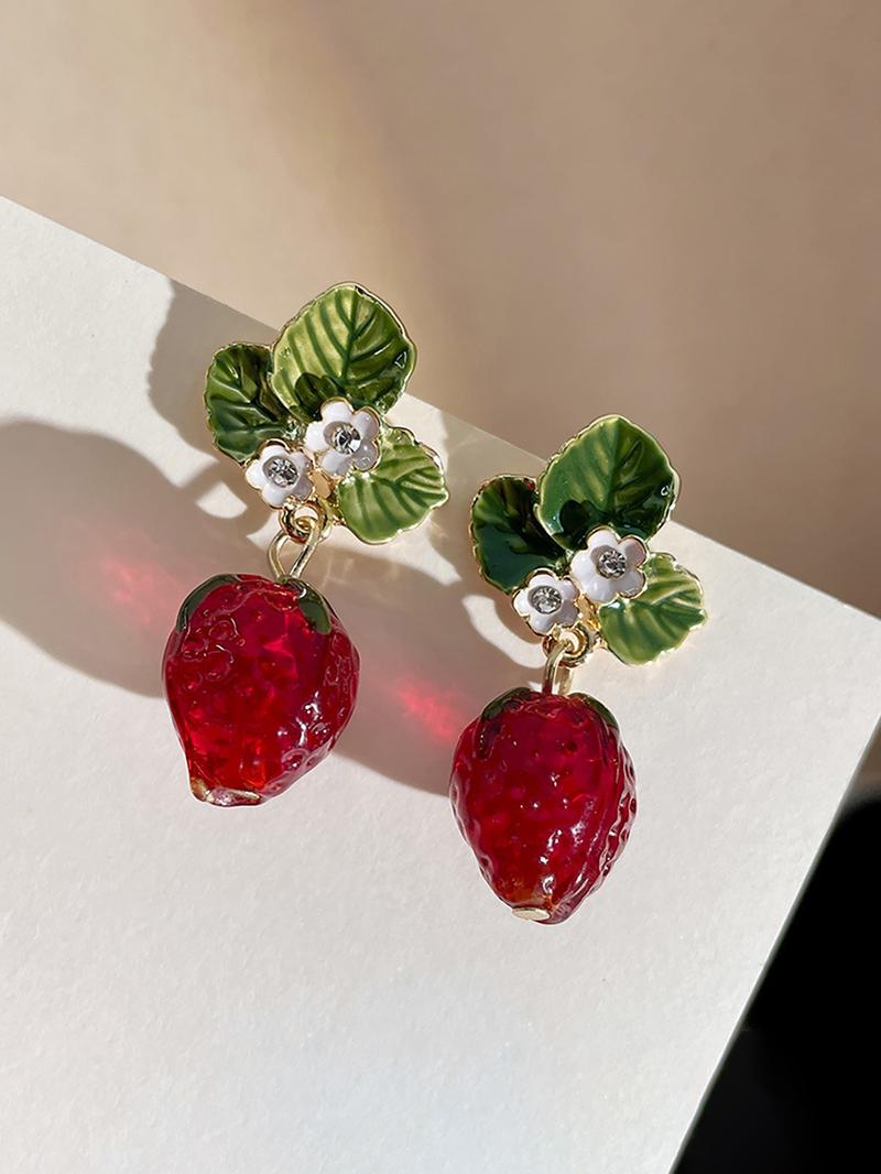 Cute Strawberry Design Dangle Earrings, Fashionable Jewelry for Women, Daily Clothing Decor, Trendy All-match & Exquisite Jewelry for Birthday Gift