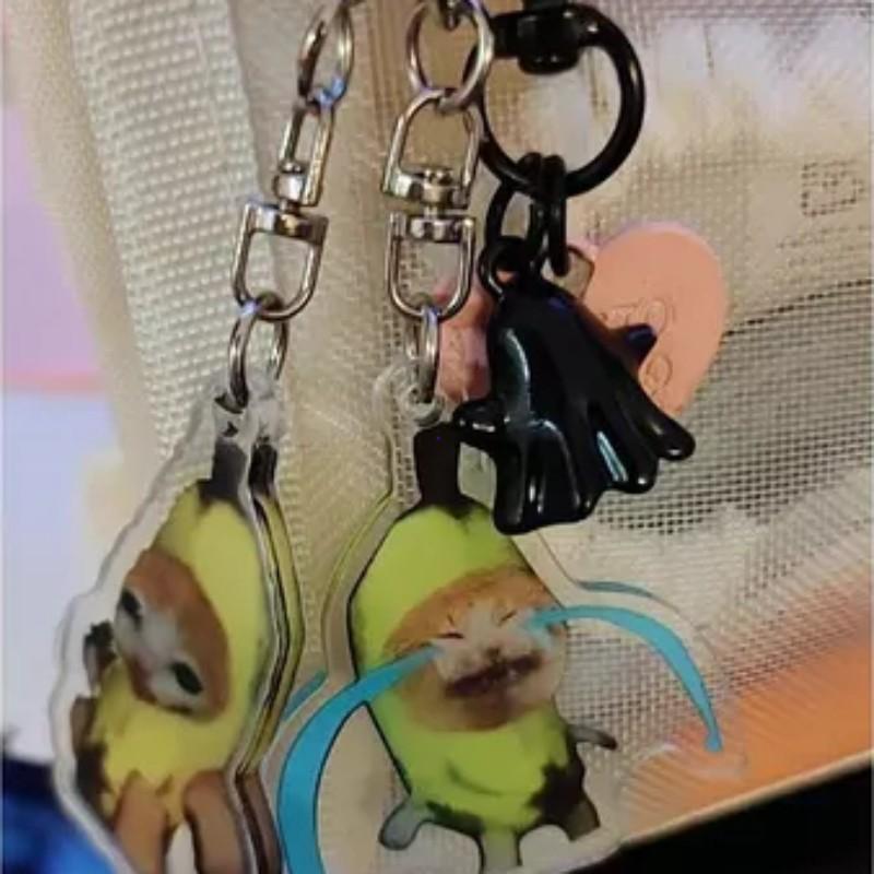 Banana Cat Acrylic Keychain, Funny Cat Bag Charm, Unique Accessory for Bags and Keys, Perfect Gift Idea, Durable and Stylish Design