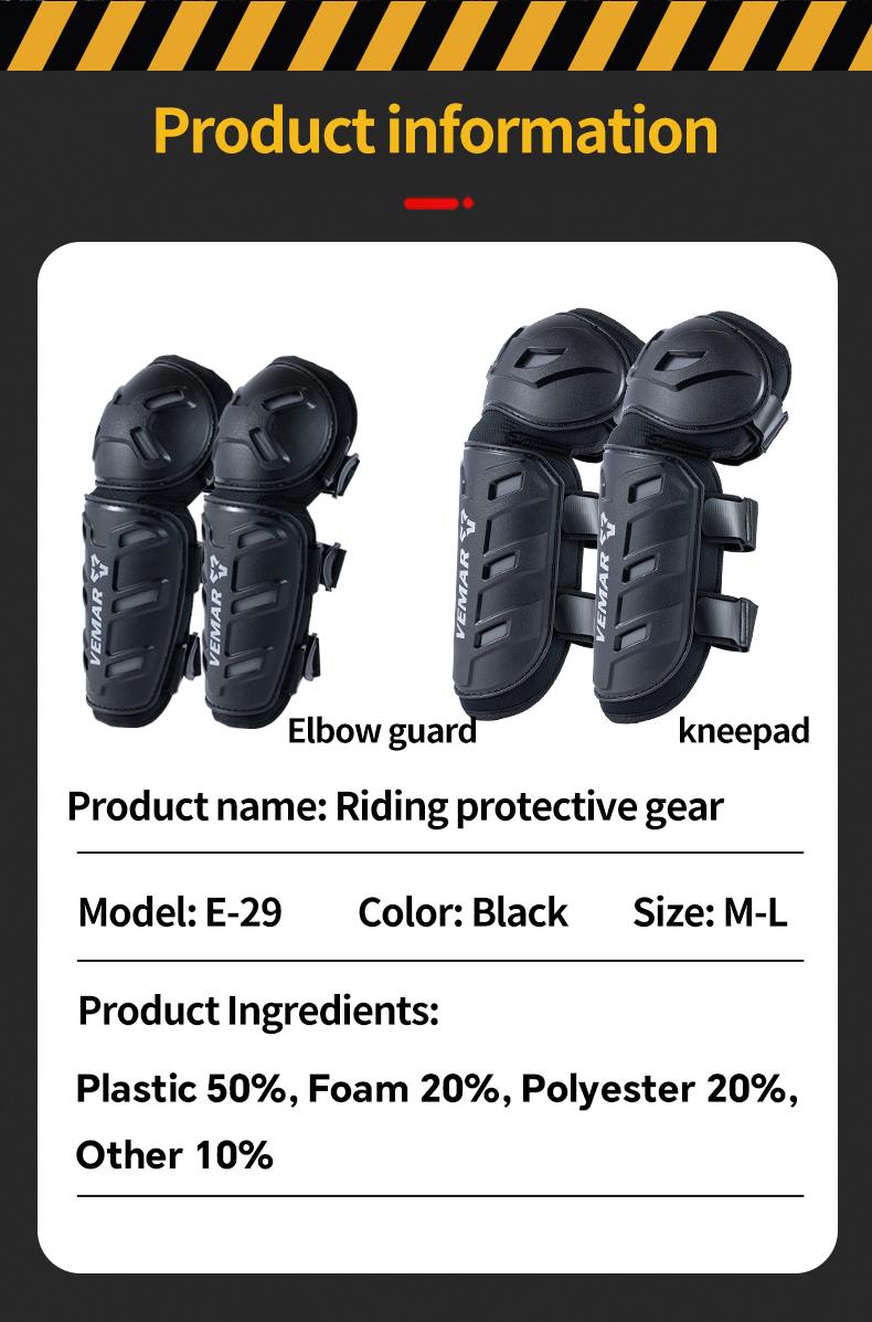 4Pcs/Set VEMAR Motocross Knee & Elbow Pads Motorcycle Protective Gear for Off-Road Racing MTB Dirt Bike Riding Moto Protection
